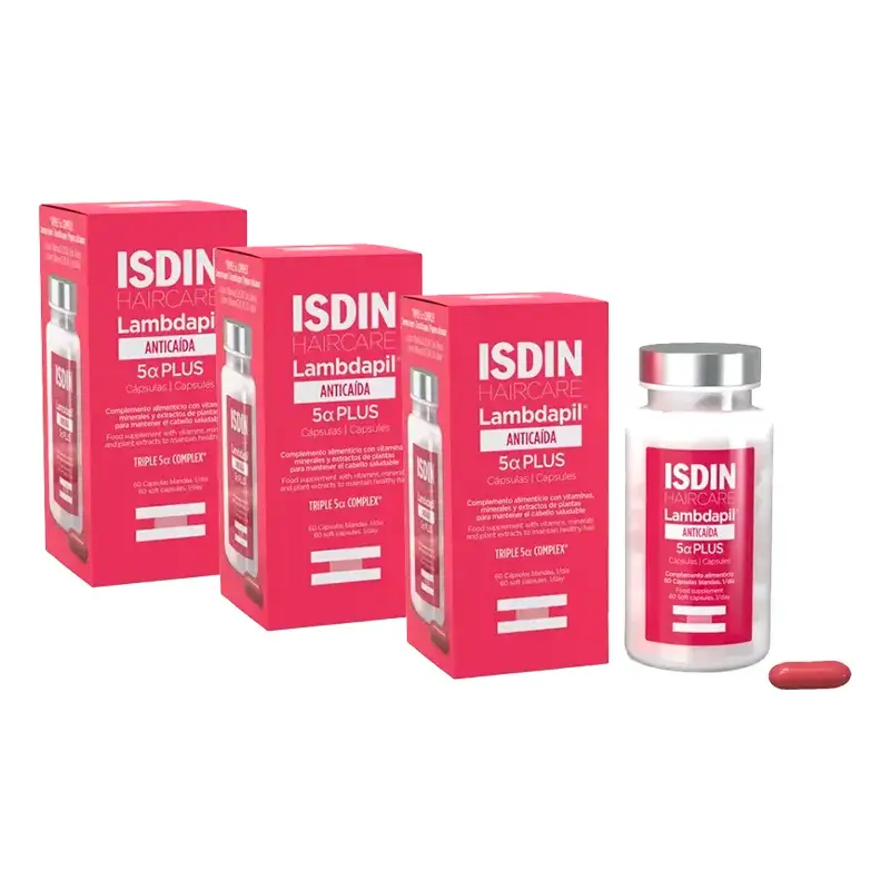 Isdin Lambdapil 5 Alfa Plus Cápsulas, Embalagem 3 x 60 Unidades