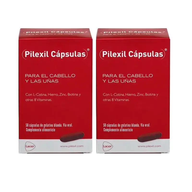 Pilexil cápsulas, embalagem 2 x 50 cápsulas.