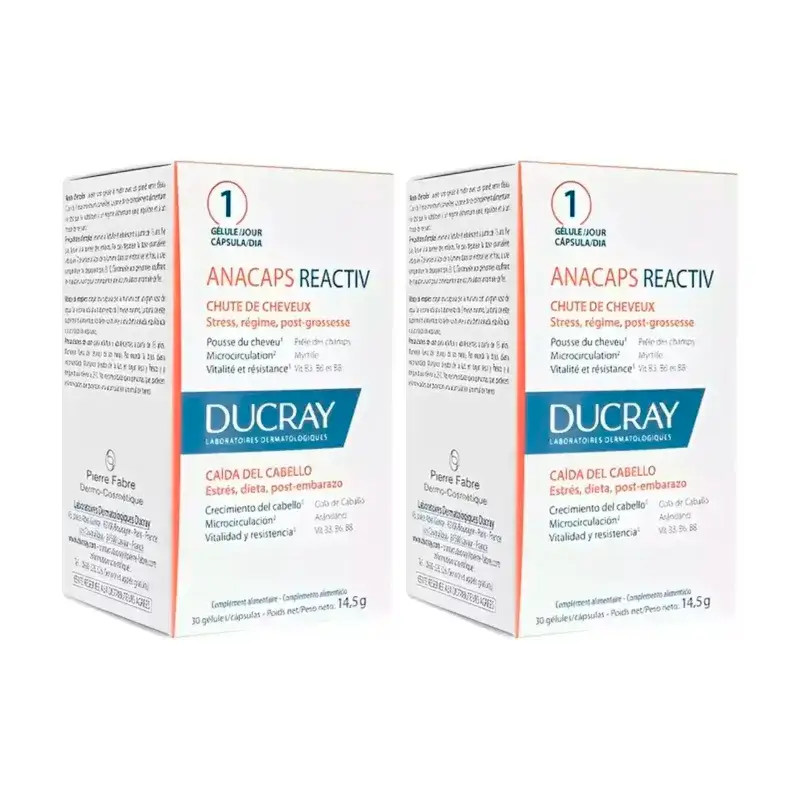Ducray Anacaps Reactiv, Embalagem 2 x 30 cápsulas