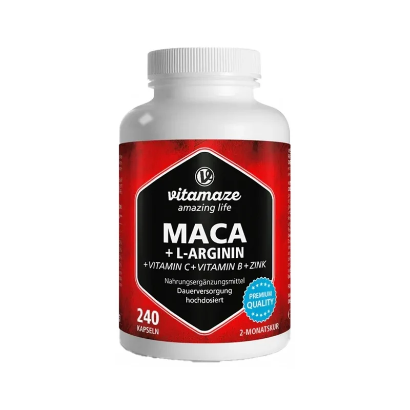 Vitamaze Maca high dosage + L-Arginine + Vitamins + Zinc 240 capsule — Integratore