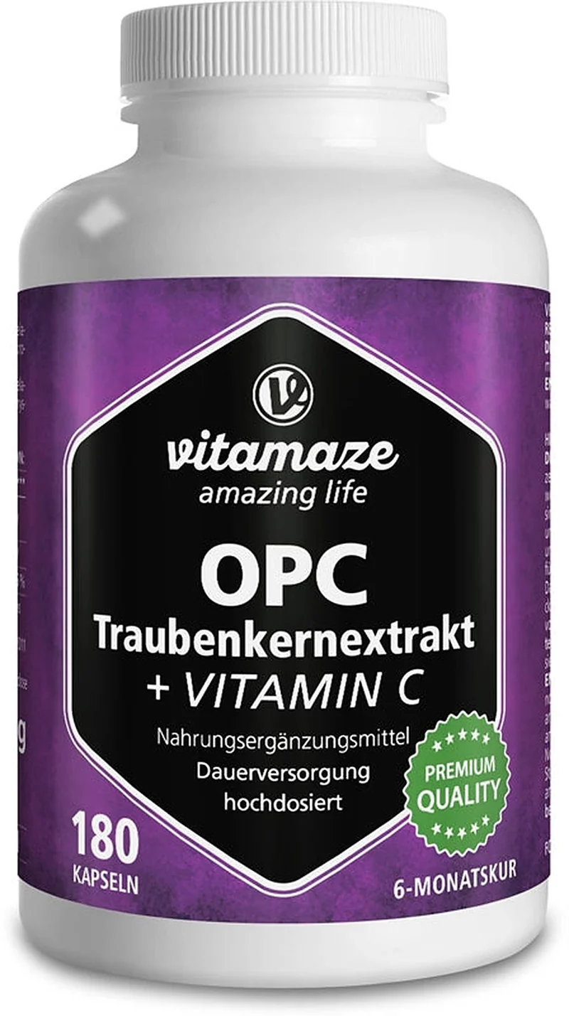 Vitamaze OPC Grape Seed Extract High Dosage + Vitamin C 180 capsule — Integratore