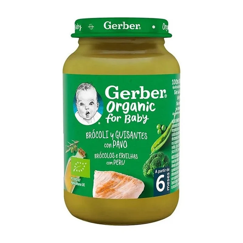 Gerber Organic Purea Piselli Broccoli Bio con Tacchino 190 g — Omogeneizzato