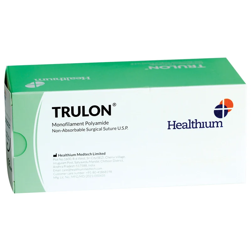 Sutura Healthium TRULON, ago 3/8 16mm, USP 6/0 - filo nero 45cm (conf. 12 pz.)