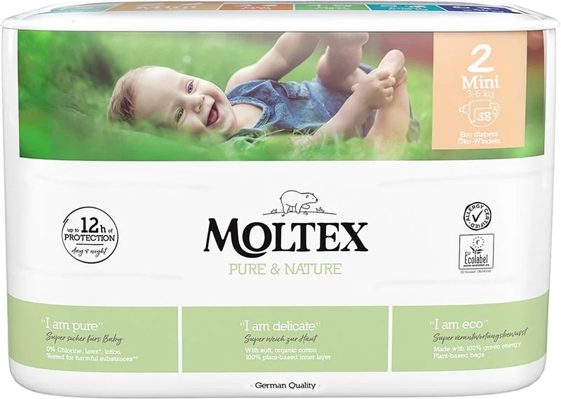 Moltex Pure & Nature Mini Size 2 pannolini ECO 3-6 kg 38 pezzi — Pannolini