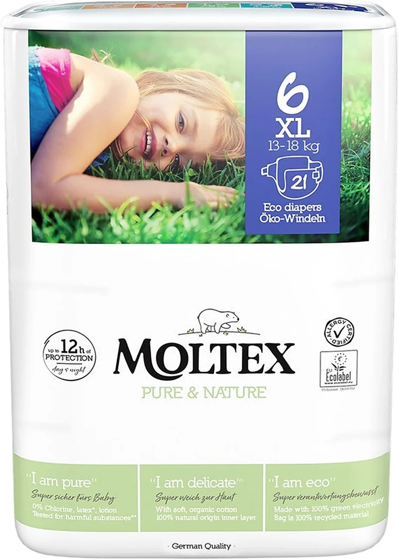 Moltex Pure & Nature XL Size 6 pannolini ECO 13-18 kg 2 pezzi — Pannolini