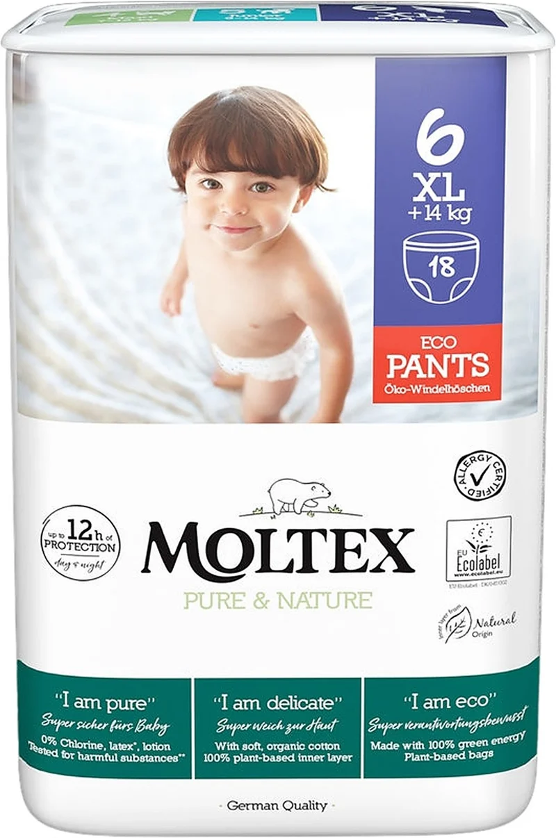 Moltex Pure & Nature XL Size 6 pannolini mutandina 14+ kg 18 pezzi — Pannolini