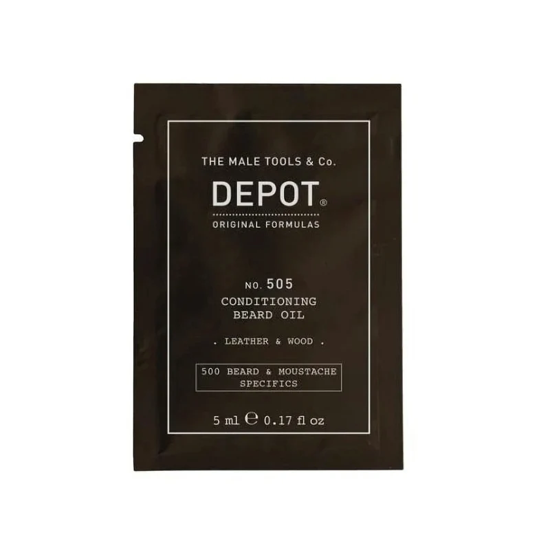 Depot 500 Specifiche per barba e baffi n. 505 Olio da barba pelle e legno vitamina E 5 ml — Olio da Barba