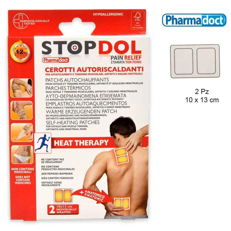 Pharmadoct Cerotti autoriscaldanti 10 x 13 cm 2 pezzi — Cerotto autoriscaldante
