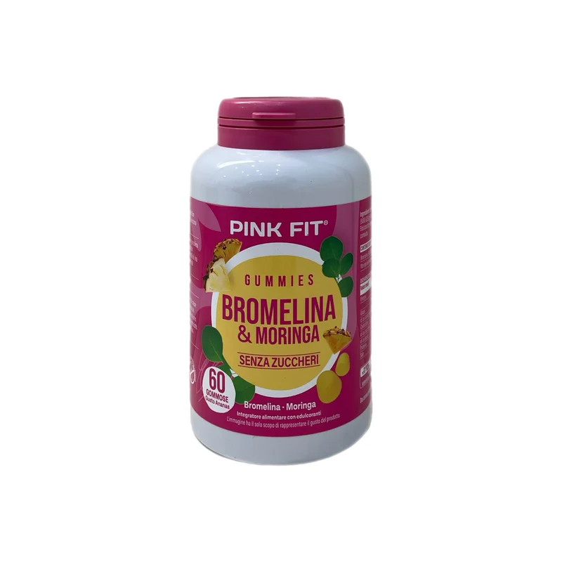 Pink Fit Bromelina Gommose Moringa Drenante Benessere Digestivo Detox Gonfiore Pesantezza 60 Gommose
