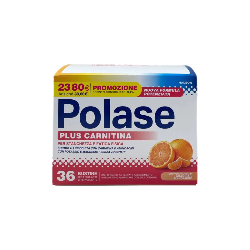 Polase Plus Carnitina Integratore Sali Minerali Magnesio Potassio Stanchezza Fatica Arancia Mandarino 36 Bustine