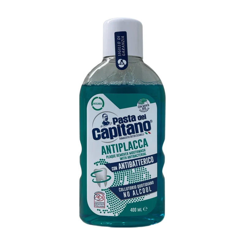 Pasta Del Capitano Collutorio Antiplacca Quotidiano Antibatterico Bio Menta No Alcool 400 ml