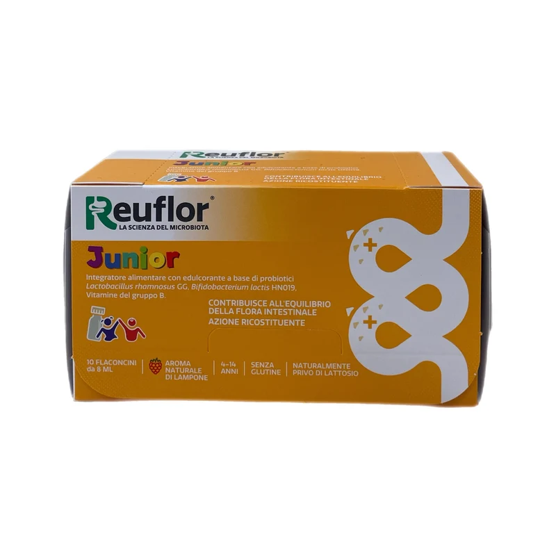 Reuflor Junior Integratore Flora Intestinale Probiotici Stanchezza 4 14 Anni Lampone 10 Flaconcini