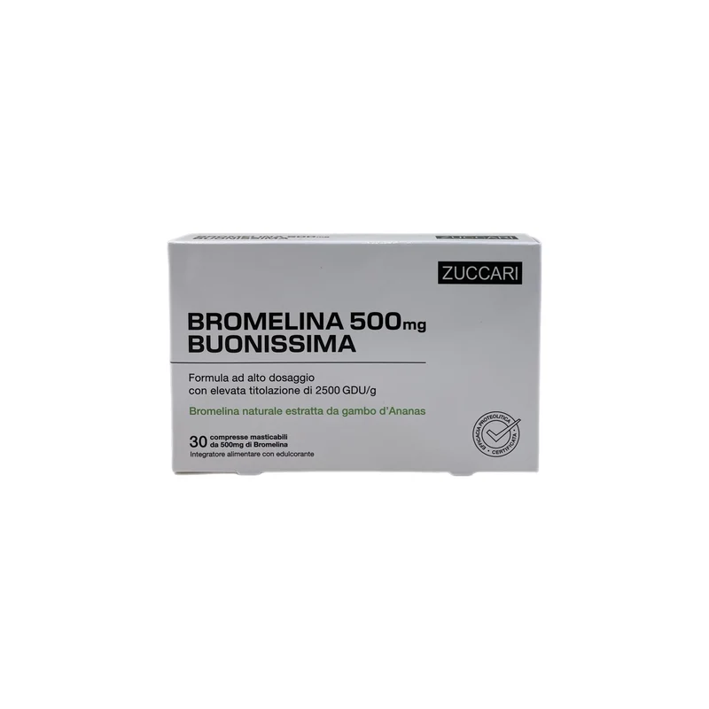 Zuccari Bromelina 500mg Buonissima Integratore Anti Gonfiore Drenaggio 30 Compresse Masticabili