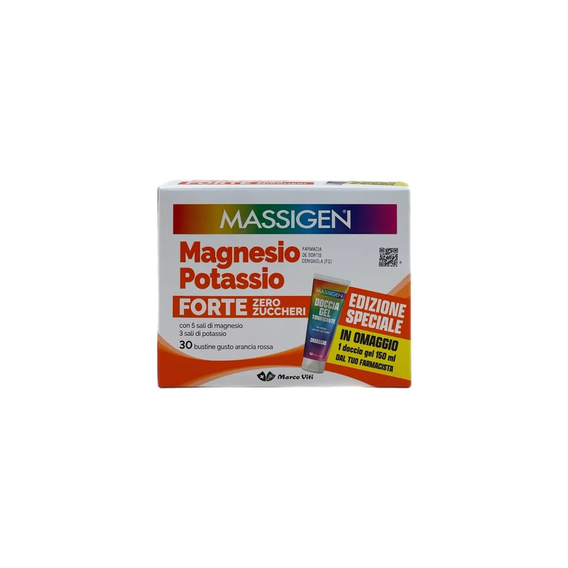 Massigen Magnesio Potassio Forte Zero Zuccheri Integratore Stanchezza Omaggio Gel Doccia 30 Buste