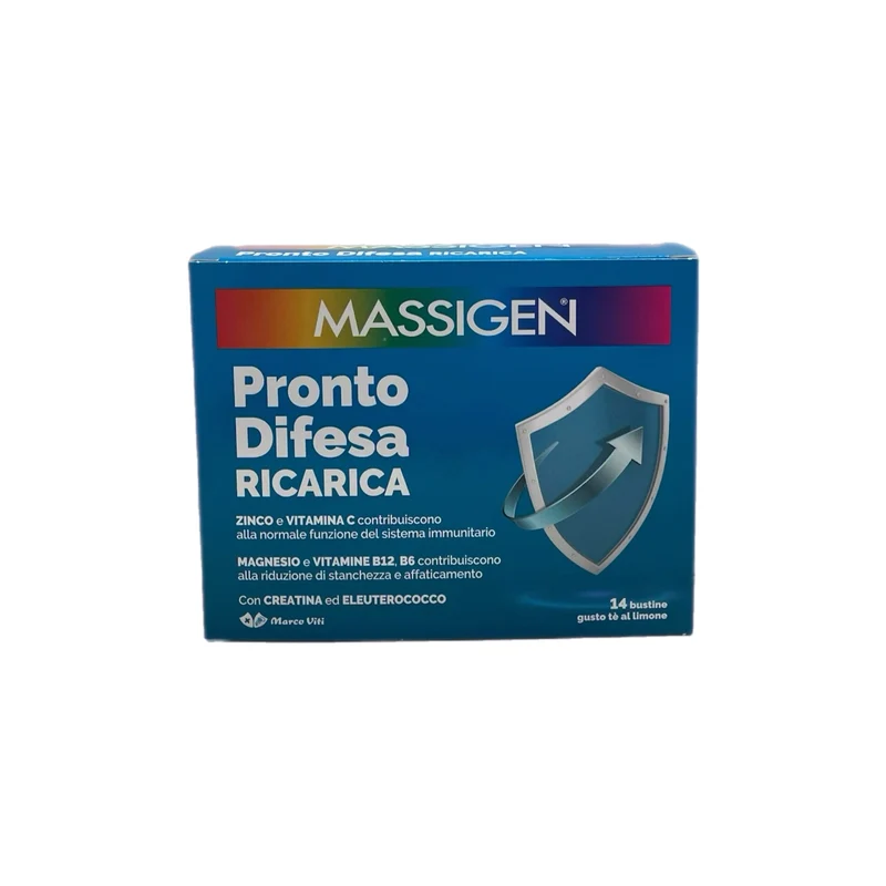 Massigen Pronto Difesa Ricarica Integratore Alimentare Vitamine Minerali Stanchezza Debolezza Energia Limone No Glutine Lattosio 14 Bustine