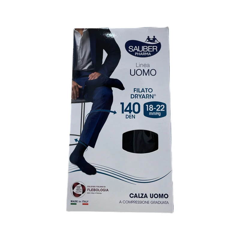 Sauber Pharma Calze Uomo Nero Dryarn Massaggio Tonificante 140 Den
