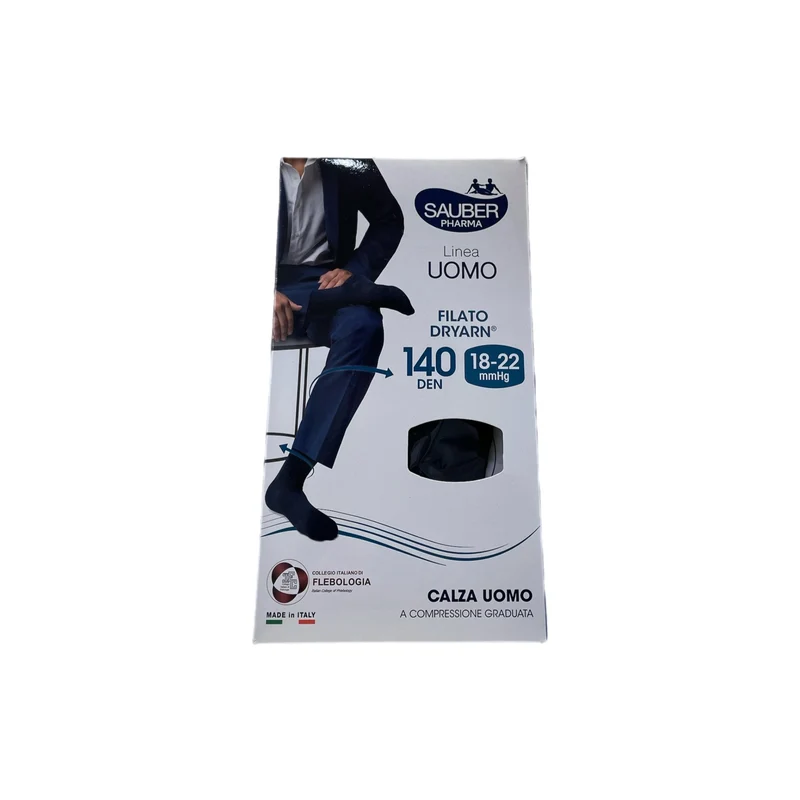 Sauber Pharma Calze Uomo Blu Dryarn Massaggio Tonificante 140 Den