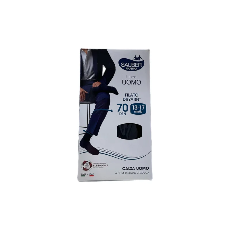 Sauber Pharma Calze Uomo Blu Dryarn Massaggio Tonificante 70 Den