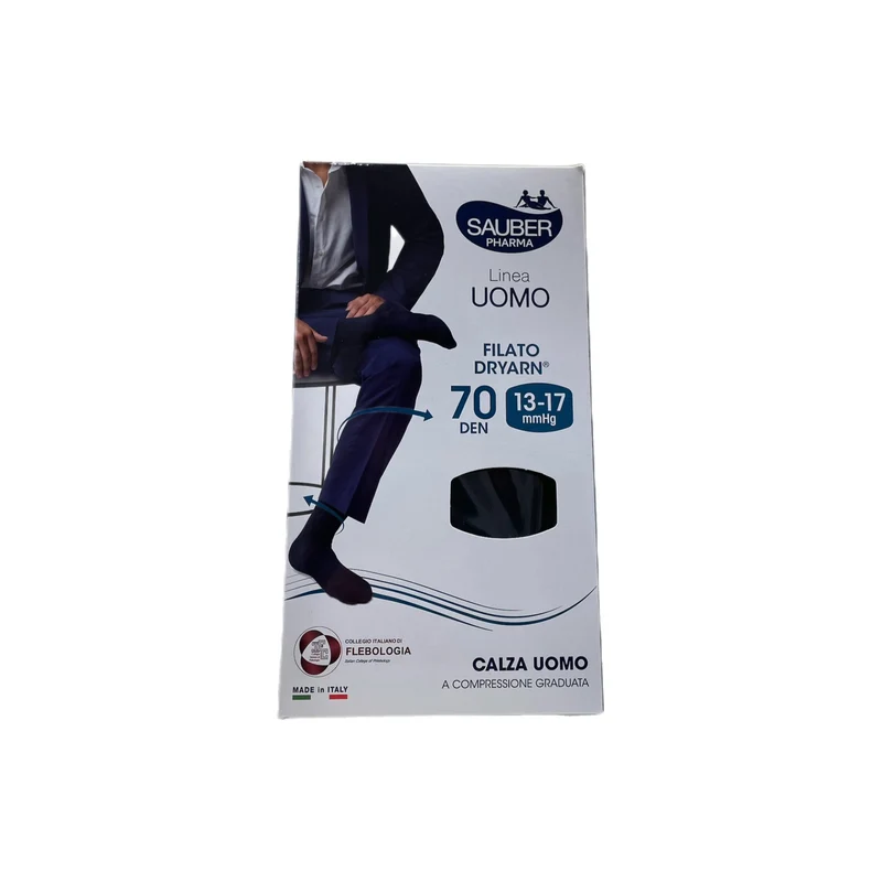 Sauber Pharma Calze Uomo Nero Dryarn L XL Massaggio Tonificante 70 Den