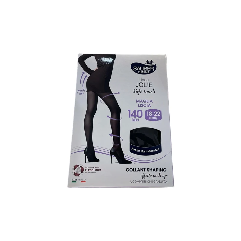 Sauber Pharma Jolie Soft Touch Collant Shaping Nero Taglia 2 Effetto Push Up Massaggio Terapeutico 140 Den