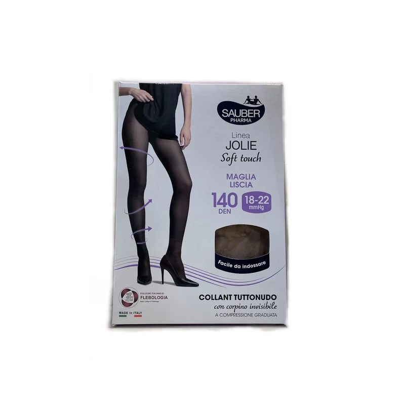 Sauber Pharma Jolie Soft Touch Collant Sottonudo Corpino Invisibile Medio Massaggio Terapeutico 140 Den