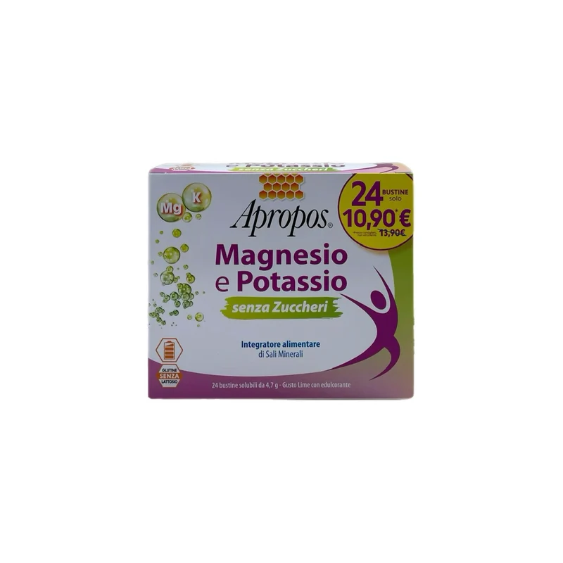 Apropos Integratore Alimentare Magnesio Potassio Energia Muscoli Sistema Nervoso No Zuccheri Glutine Lattosio 24 Bustine