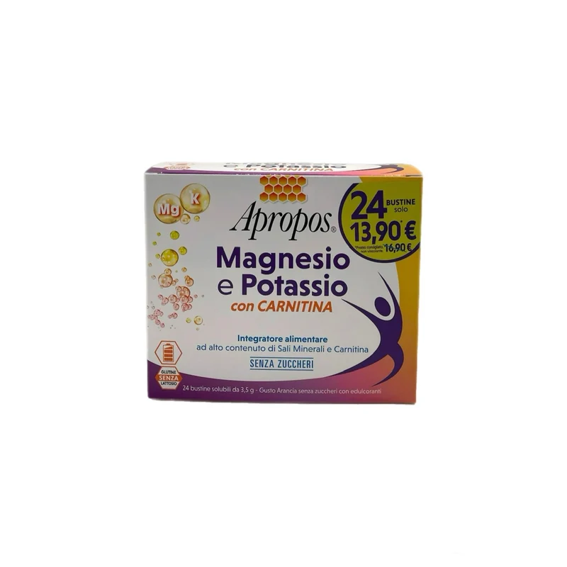 Apropos Integratore Alimentare Magnesio Potassio Carnitina Stanchezza Muscoli Energia No Zuccheri Glutine Lattosio 24 Bustine