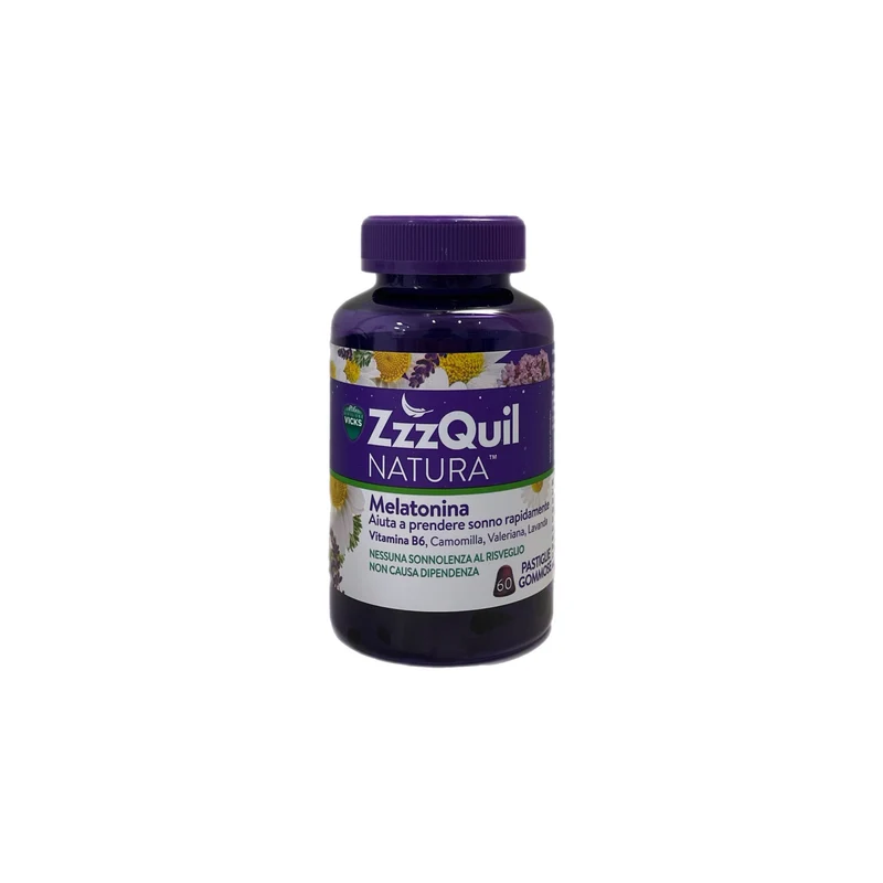 ZzzQuil Natura Integratore Melatonina Aiuta Sonno Gusto Frutti Di Bosco Camomilla Valeriana Lavanda Esperienza Naturale No Glutine Lattosio Sonnolenza Risveglio 60 Gommose