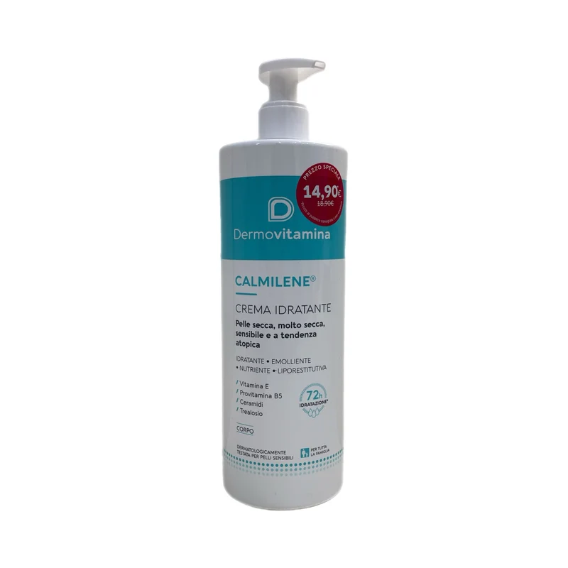 Dermovitamina Calmilene Crema Idratante Corpo Pelle Secca Sensibile Atopica Idratante Emolliente Nutriente Adatto Famiglia 500 ml