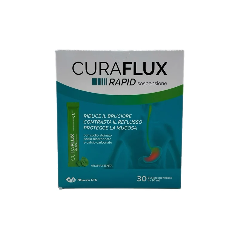 Curaflux Rapid Marco Viti Prevenzione Trattamento Reflusso Riduce Bruciore Protegge Mucosa Menta 30 Bustine