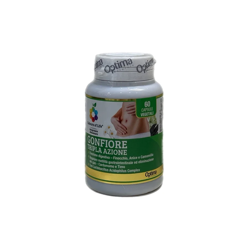 Optima Colors Of Life Integratore Gonfiore Veg Tripla Azione Digestivo Motilità Gastrointestinale Flora Intestinale No Glutine 60 Comprese