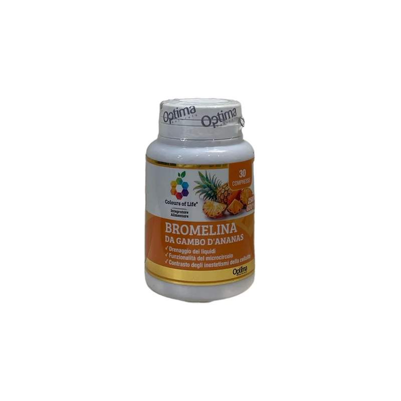 Optima Colors of Life Integratore Bromelina Gambo Ananas Drenante Liquidi Cellulite Microcircolo No Glutine Lattosio 30 Compresse