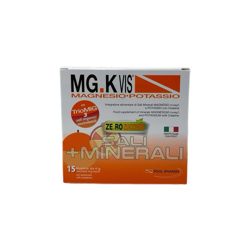 MgK Vis Integratore Magnesio Potassio Sali Minerali Omaggio Telo Gelo Rinfrescante 15+15 Bustine Pool Pharma