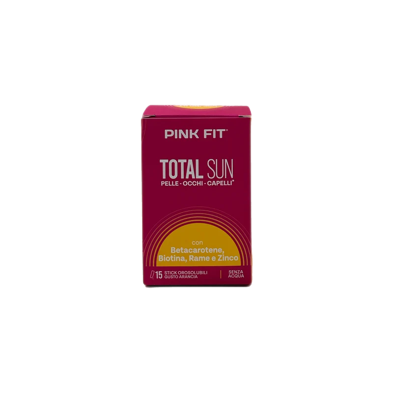 Pink Fit Total Sun Integratore Protezione Completa Omaggio Maschera Capelli Pochette Pelle Capelli Occhi Esposizione Solare 180 ml
