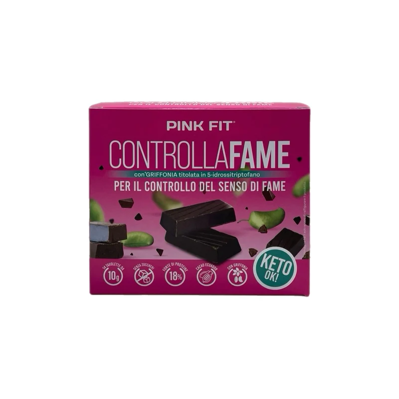 Pink Fit Barrette Controlla Fame Integratore Regola Senso Di Fame Cioccolato Fondente No Zuccheri Keto 14 Tavolette