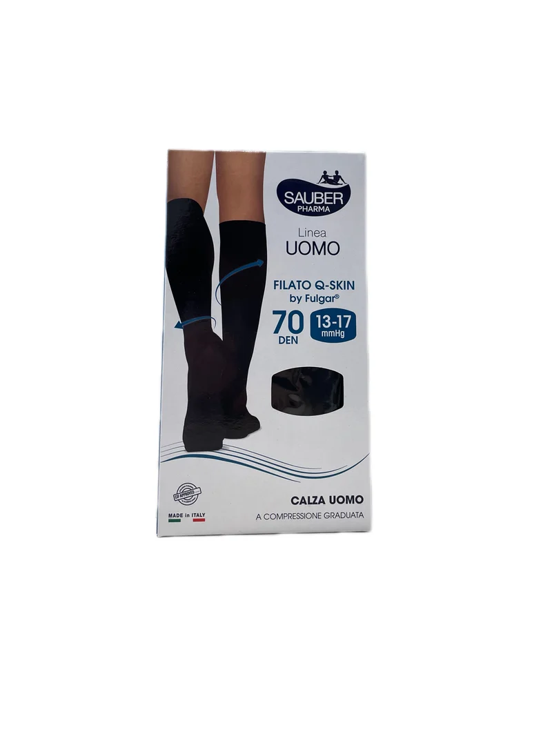 Sauber Uomo Calze Nere Q-Skin Tonificante Compressione Graduata 70 Denari