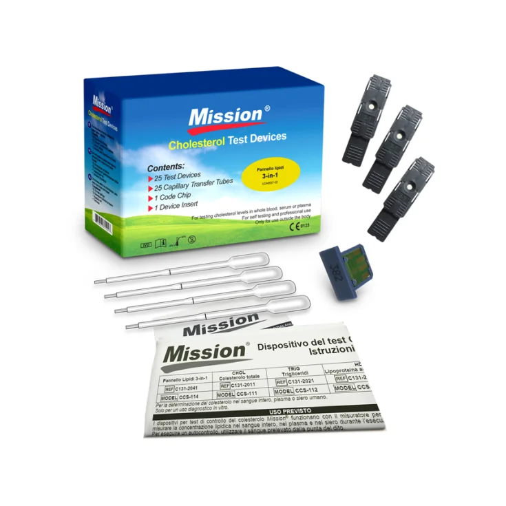 Mission Pannello Profilo Lipidico 3in1 pippette analizzatore colesterolo 25 pz