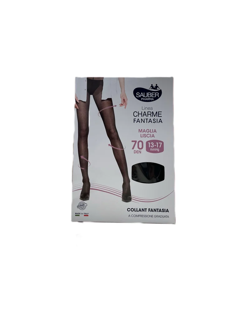 Sauber Donna Maglia Liscia Tonificante Collant Fantasia Spiga Chic Compressione Sanguigna 70 Denari