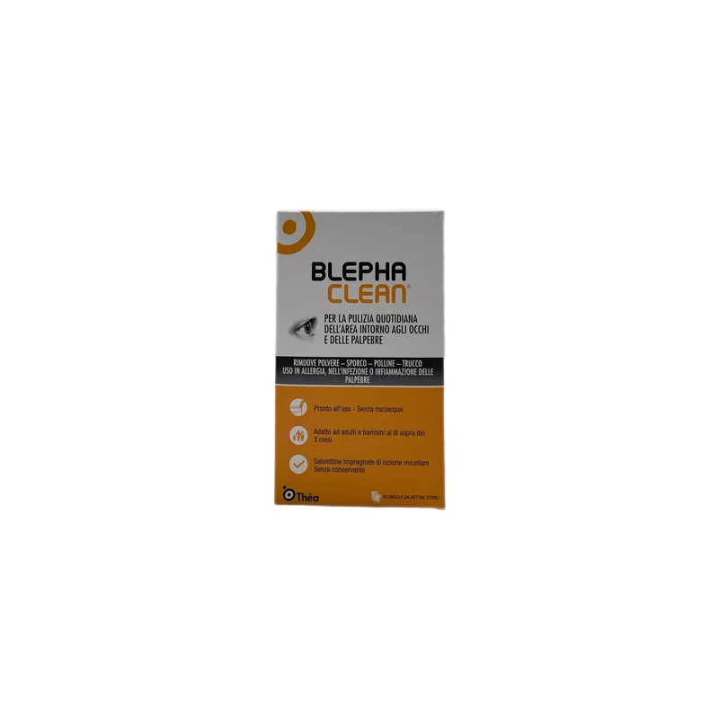 Théa BlephaClean Salviette Occhi Palpebre Rimuove Polvere Sporco Polline Infiammazione 20 Garze