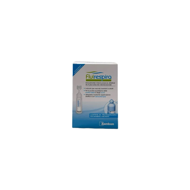Fluirespira Soluzione Fisiologica Pulizia Quotidiana Naso Occhi 30 Flancocini Monodose da 5 ml Protegginasino Zambon