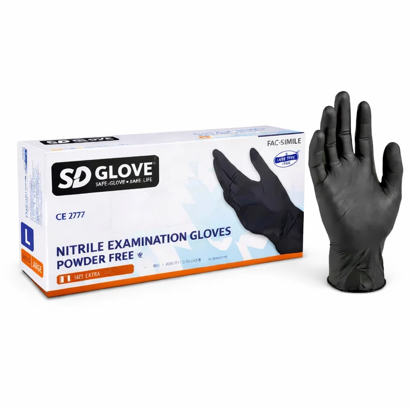 SD Glove Guanti in Nitrile Neri Senza Polvere TG L - Box da 100pz