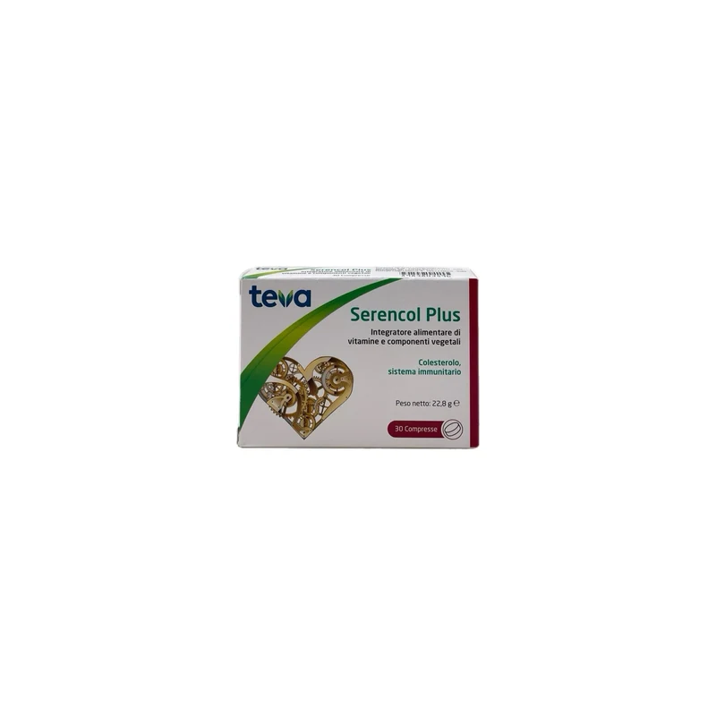 Serencol Plus Integratore Alimentare Colesterolo Sistema Immunitario Vitamine Componenti Vegetali 30 Compresse Teva
