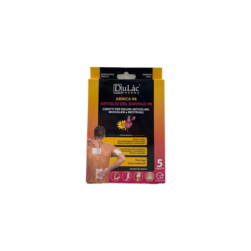 Dulàc Arnica 98 Artiglio Diavolo 98 Cerotti Dolori Muscolari Articolari Mestruali 9 x 14 cm