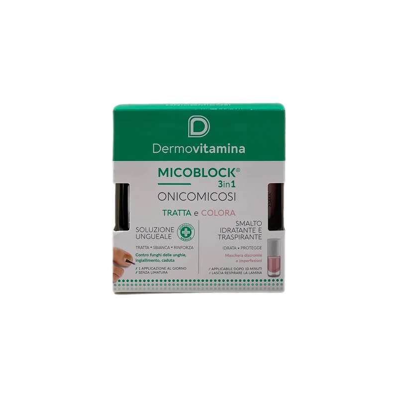 Dermovitamina Micoblock 3 In 1 Tratta Colora Onicomicosi Soluzione Ungueale Smalto Idratante 7 ml 5 ml
