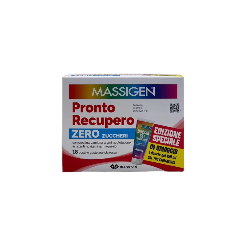 Massigen Pronto Recupero Zero Zuccheri Integratore Energizzante Omaggio Gel Doccia 18 Buste