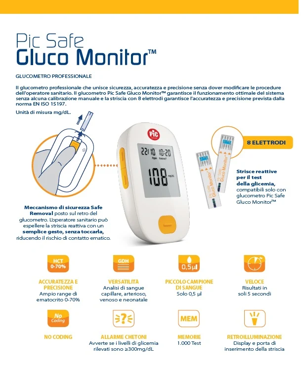 Gluco Monitor Pic Safe - Glucometro con monitor