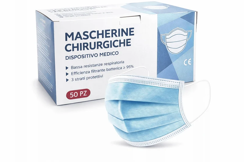 Mascherine Chirurgiche Monouso 3 Strati Dispositivo Medico CE Confezione 50 pz