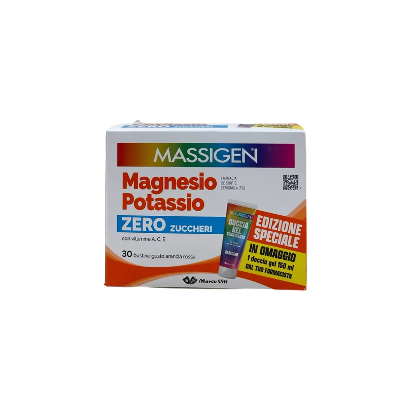 Massigen Magnesio Potassio Zero Zuccheri Integratore Stanchezza Omaggio Gel Doccia 30 Buste