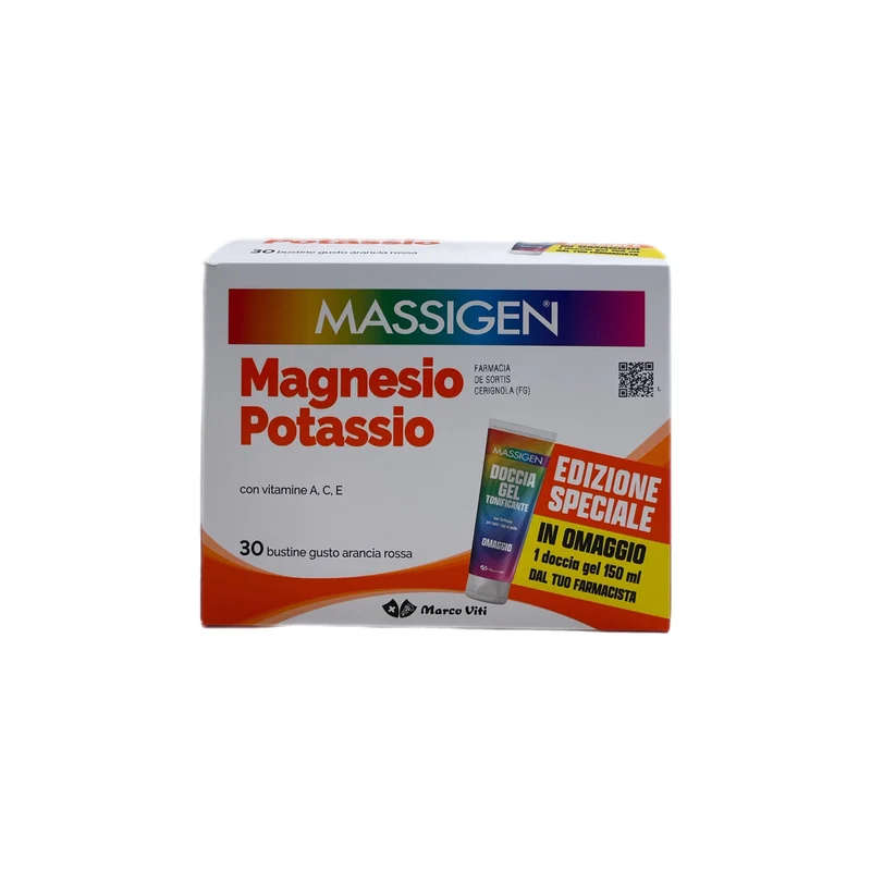 Massigen Magnesio Potassio Integratore Stanchezza Affaticamento Omaggio Gel Doccia 30 Buste