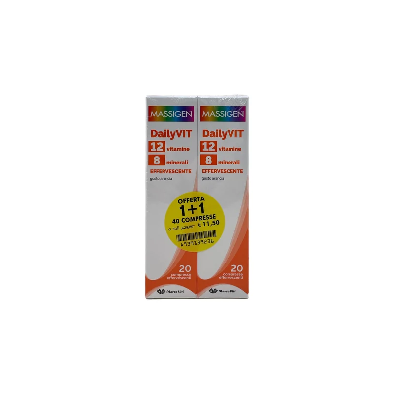 Massigen DailyVit Integratore Multivitaminico Vitalità Arancia 20+20 Compresse Effervescenti